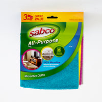 Sabco All-Purpose Microfibre Cloths Assorted Colours 3 Pack