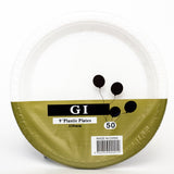 G I 9" Plastic Plates Round 230mm 50 Pieces