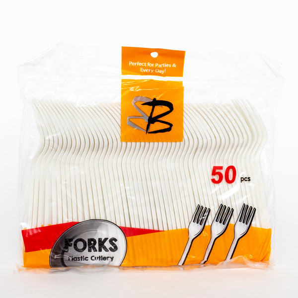B/F Plastic Forks Heavy Duty 50Pcs
