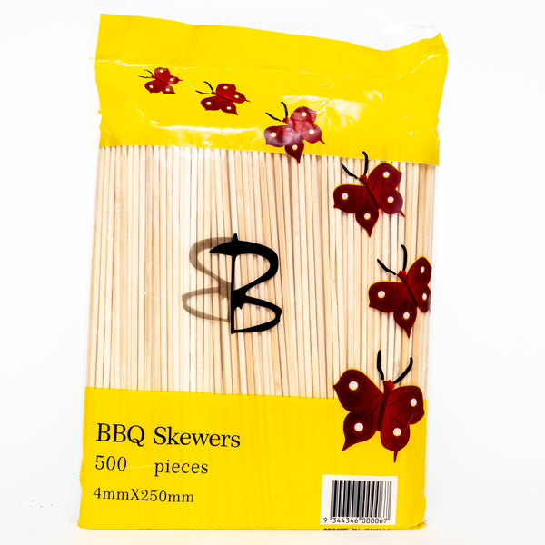 Bamboo Barbecue Skewers 4mm x 250mm 500 Pack