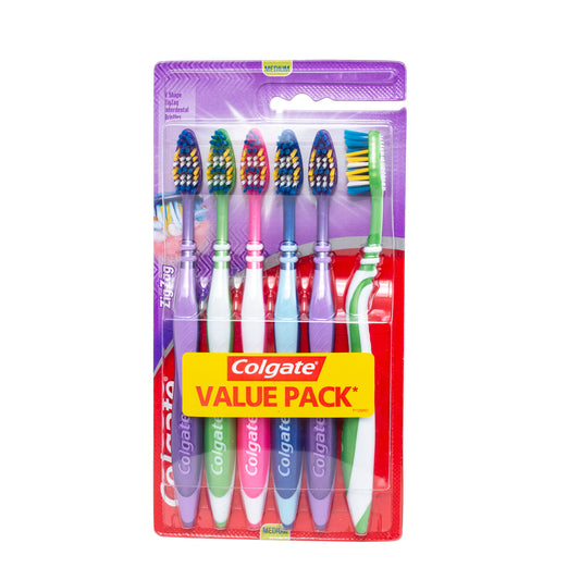 Colgate Toothbrush Zig Zag Medium 6Pk Assorted Colours