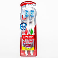 Colgate Toothbrush 360 Optic White Platinum Medium 2Pk Assorted Colours