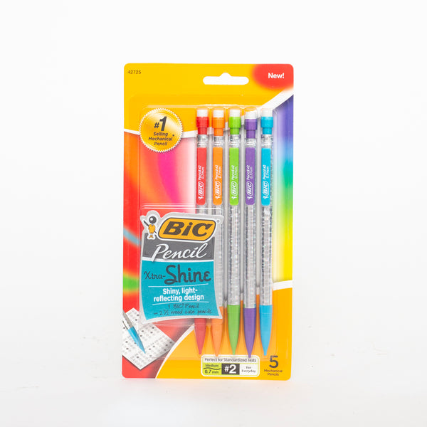Bic Xtra Shine Mechanical Pencils 0.7mm 5 Pack Rainbow Set