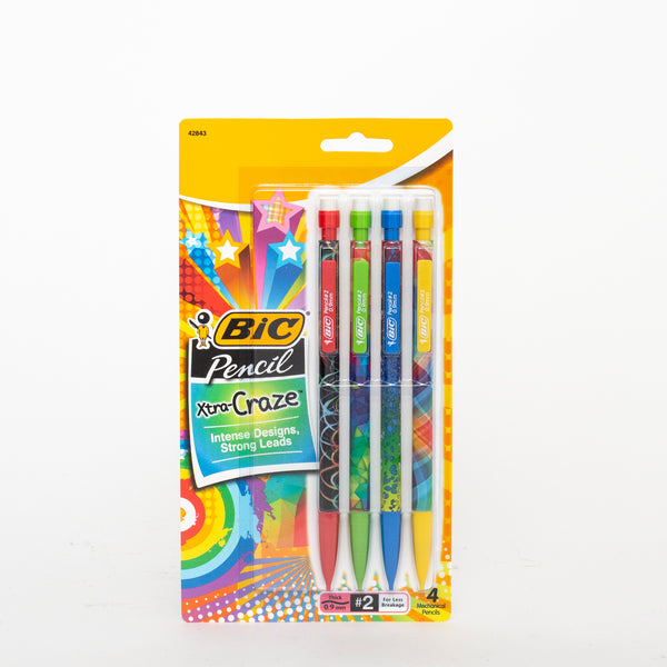 Bic Xtra-Craze Mechanicals Pencils 0.9mm 4 Pack Design Set