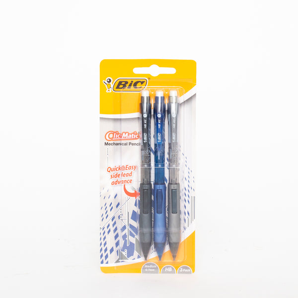 Bic Clic-Matic Mechanical Pencils 0.7mm HB 3 Pack Greyscale Set