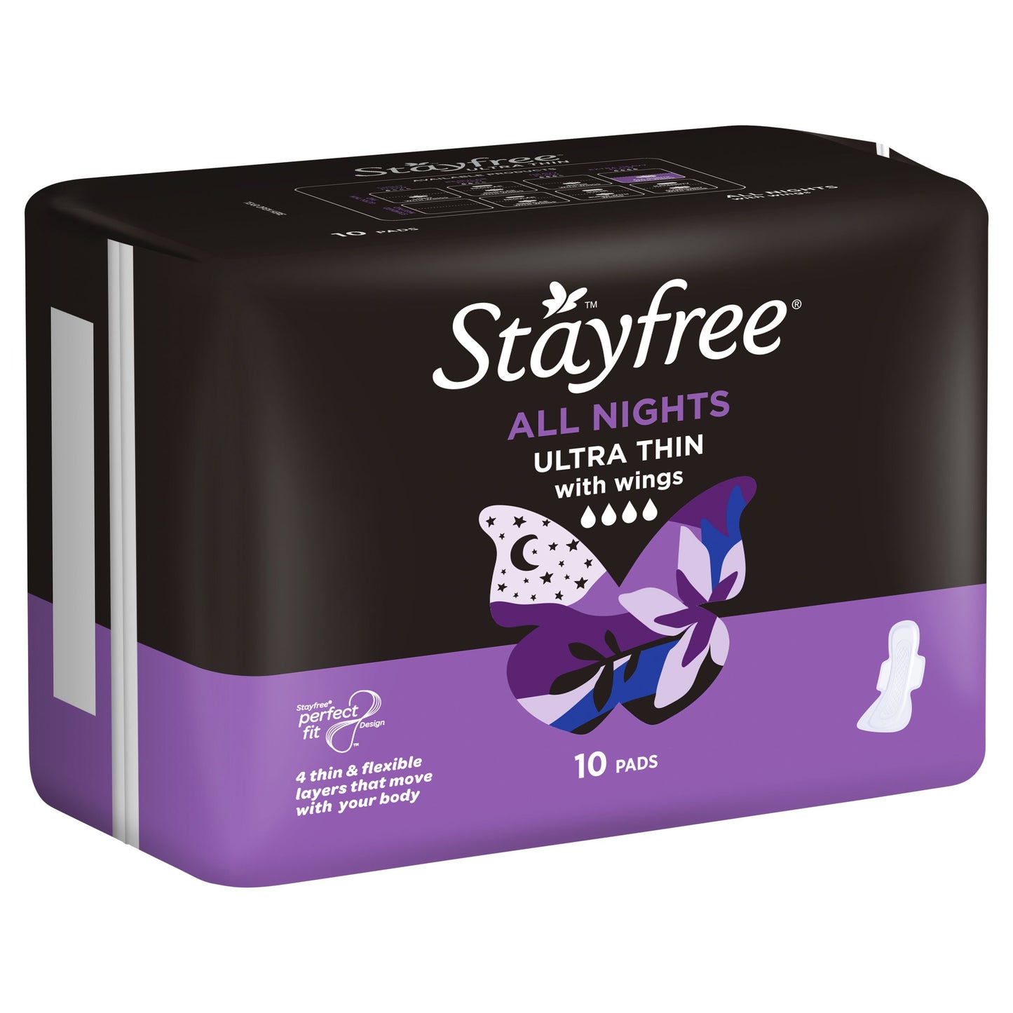 Stayfree Ultra Thin All Nights With Wings 10 Pads