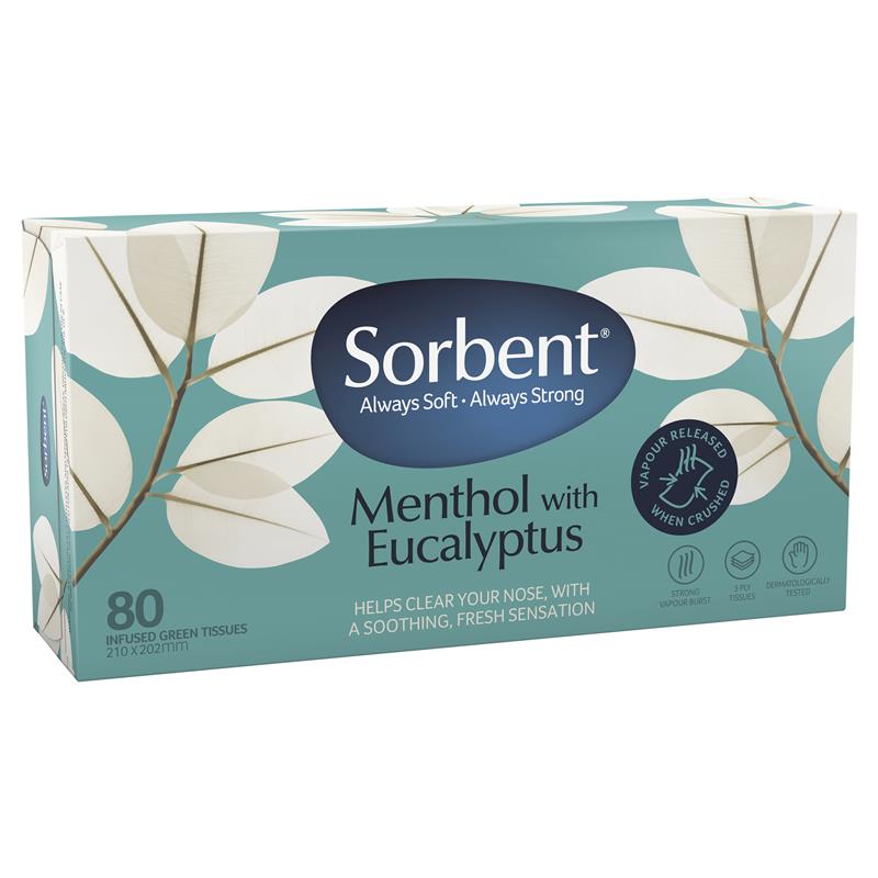 Sorbent Menthol With Eucalyptus 80 Infused Green Tissues