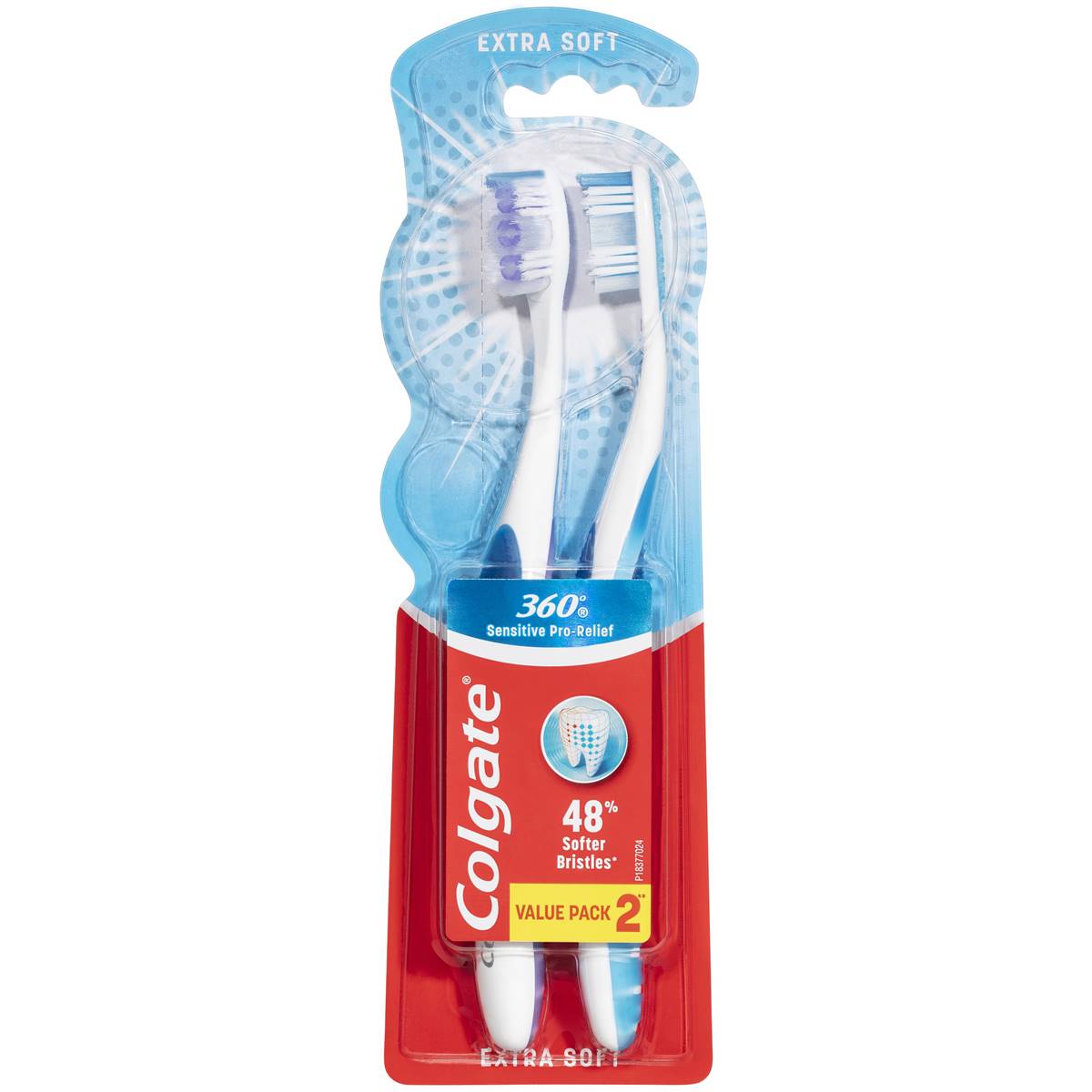 Colgate Toothbrush 360 Sensitive Extra Soft 2Pk Assorted Colours