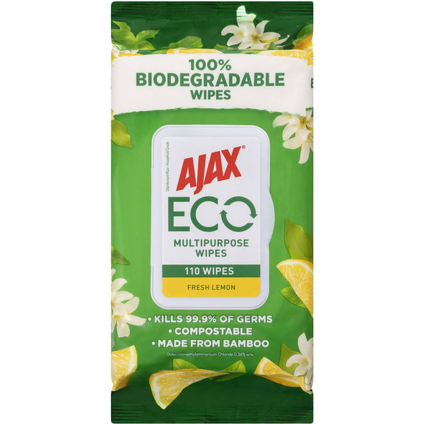 Ajax Eco Multipurpose Wipes Fresh Lemon 110 Pack