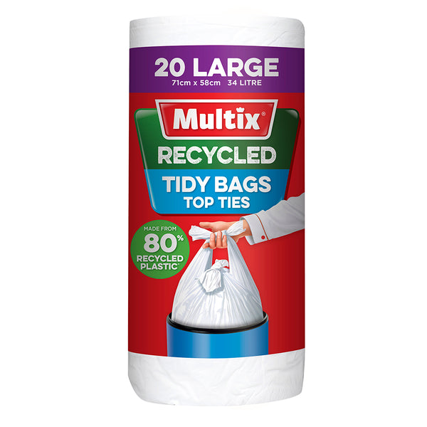 Multix Recycled Tidy Bags Top Ties 20 Large 71cm x 58cm 34L