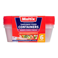 Multix Containers Takeaway Food 750 ml 6 Pack