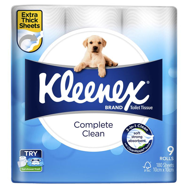 Kleenex Toilet Tissue Complete Clean 9 Rolls