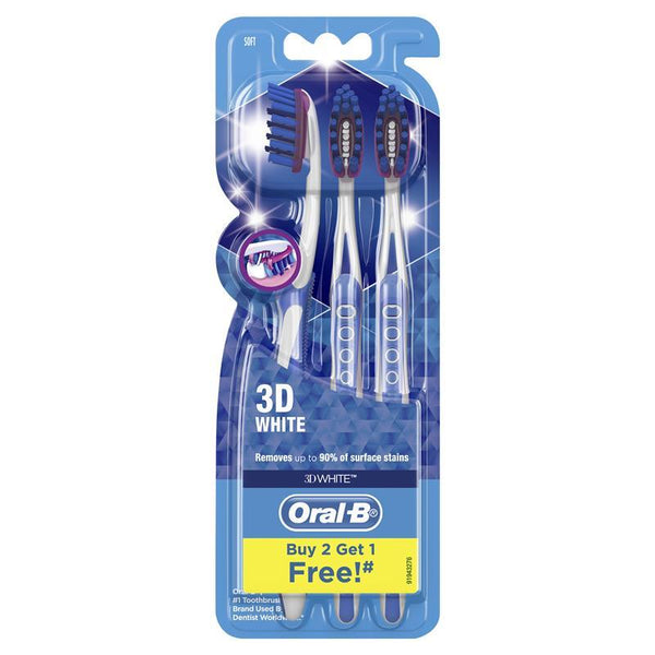 Oral-B 3D White Toothbrush Soft 3 Pack Assorted Colours
