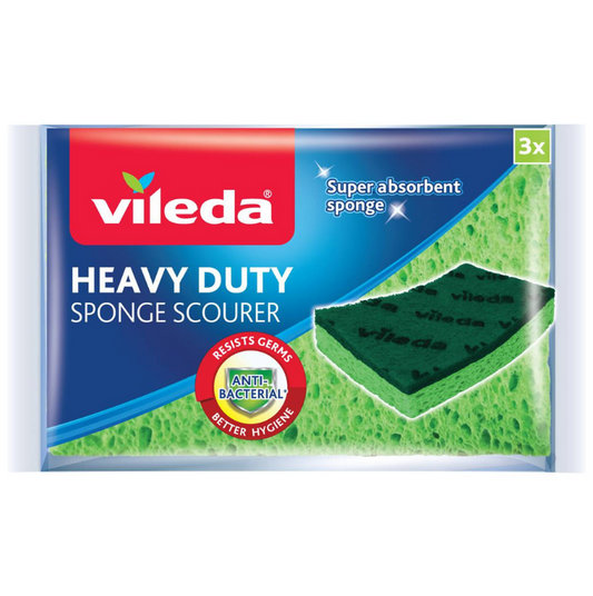 Vileda Heavy Duty Sponge Scourer 3 Pack