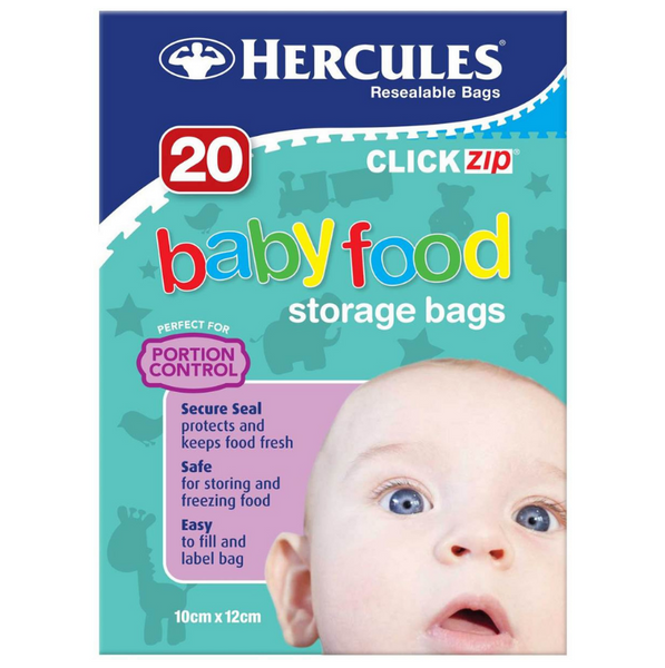 Hercules Resealable Baby Food Storage Bags 10 X 12cm 20 Pack