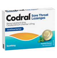 Codral Sore Throat Antibacterial Menthol Flavour 16 Lozenges