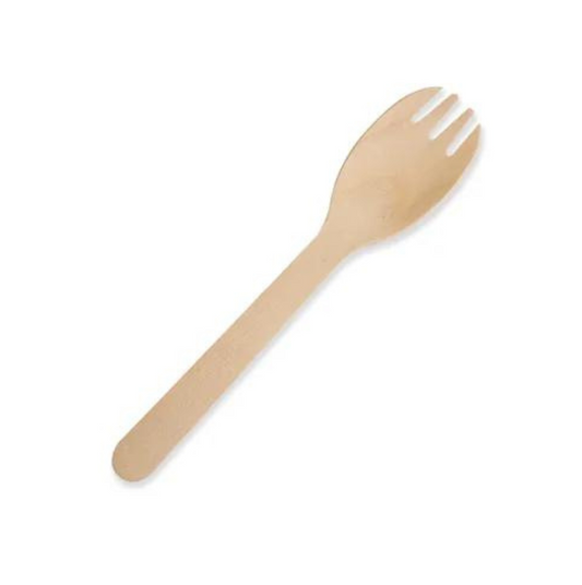 B/F 160mm Wooden Spork 50 Pieces