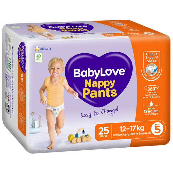 Babylove Nappy Pants Boys & Girls 5 12-17Kg Walker 25 Pack