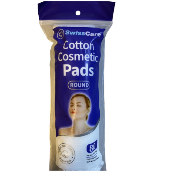 Swisscare Cotton Cosmetic Pads Round 80 Pack
