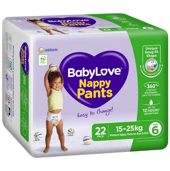 Babylove Nappy Pants Boys & Girls 6 15-25Kg Junior 22 Pack