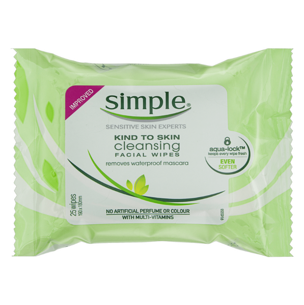 Simple Kind To Skin Cleansing Facial Wipes Pk 25