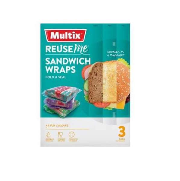 Multix Reuse Me Sandwish Wraps Fold & Seal 3 Pack