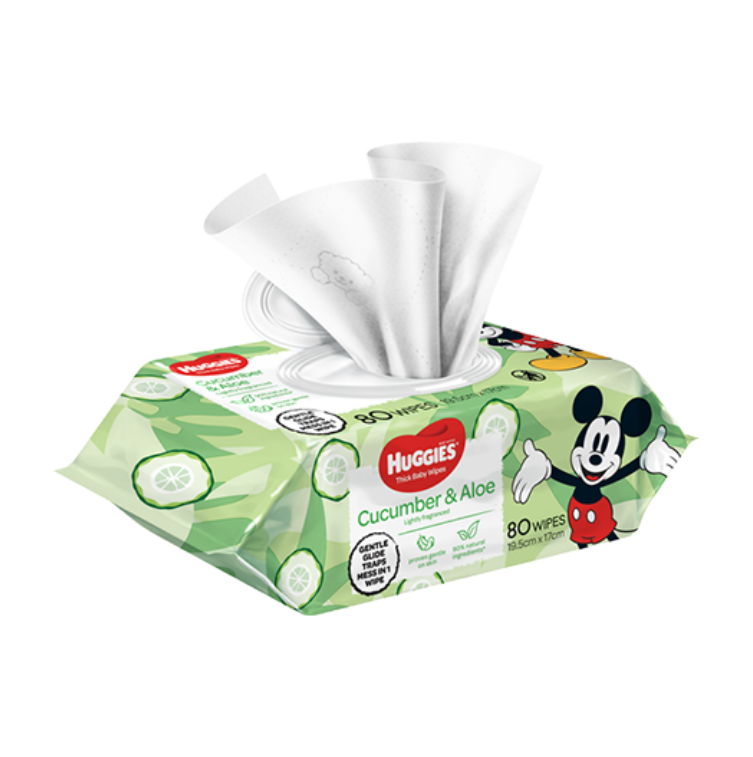 Huggies Thick Baby Wipes Cucumber & Aloe 80 Pack