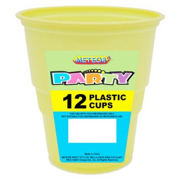 Meteor Party Soft Yellow 12 Plastic Cups 270ml