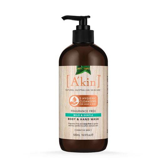 A'kin Fragrance Free Mild & Gentle Body & Hand Wash 500ml