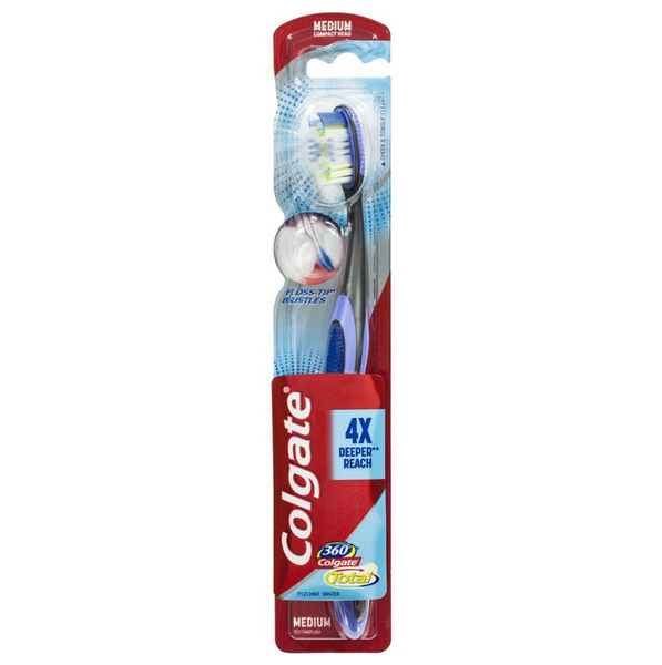 Colgate Toothbrush 360 Total Floss-Tip Medium Assorted Colours