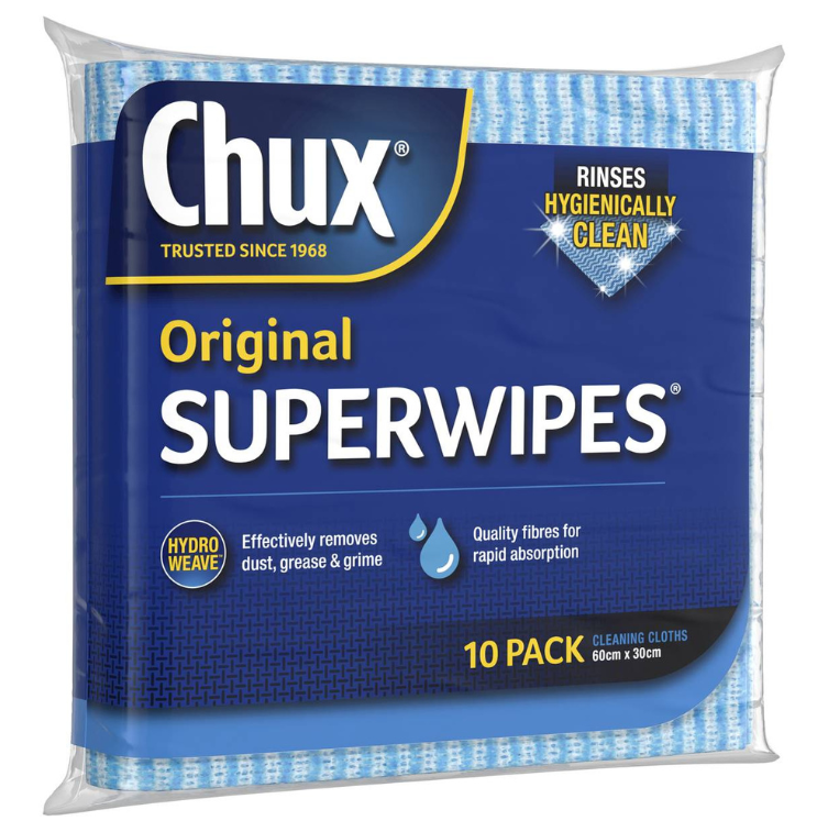 Chux Original Superwipes Assorted Colours 10 Pack