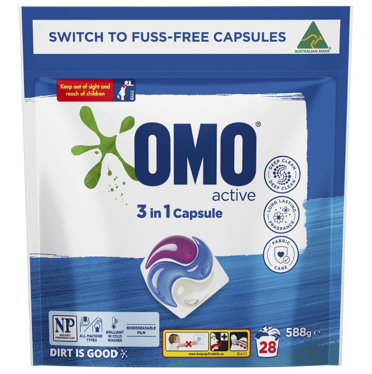 Omo Add Purchase Omo Active 3 In 1 Capsule 28 Pack Online | JWN Shop