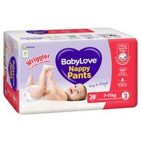 Babylove Wriggler Nappy Pants 3 7-11Kg 38 Pack
