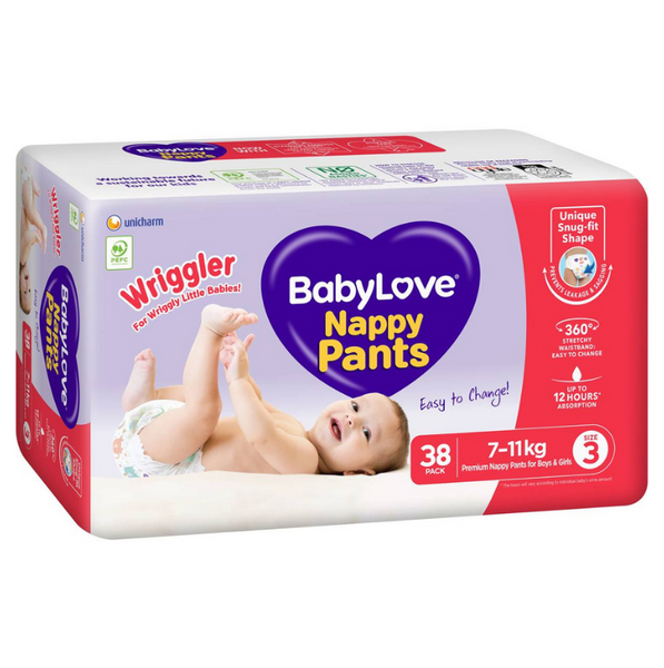 Babylove Wriggler Nappy Pants 3 7-11Kg 38 Pack