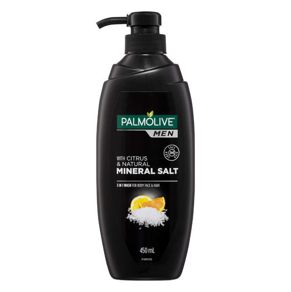 Palmolive Men With Citrus & Natural Mineral Salt 3 In 1 Wash For Body Face & Hair 450ml