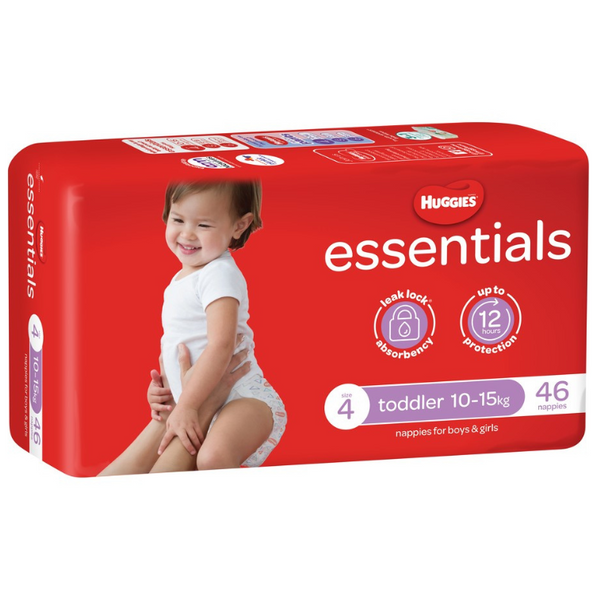 Huggies Essentials Toddler Size4 10-15Kg 46 Nappies