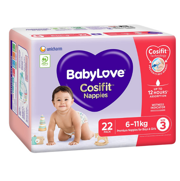 Babylove Cosifit Nappies Crawler 3 6-11Kg 22 Pack