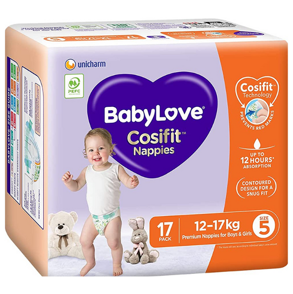 Babylove Cosifit Nappies Walker 5 12-17Kg 17 Pack