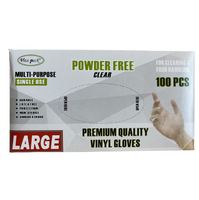 Vita Pack Powder Free Clear Vinyl Gloves Large 100 Pcs
