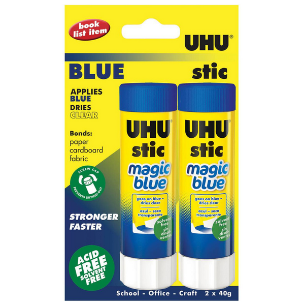 Uhu Magic Blue Glue Stick 2 x 40g