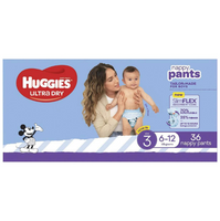Huggies Ultra Dry Nappy Pants Boys Size3 6-12Kg 36 Pack