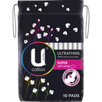 U By Kotex Cotton Ultrathins Super With Wings 10 Pads