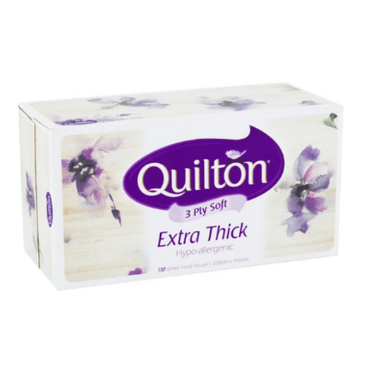 Quilton 3 Ply Soft Extra Thick Hypo-allergenic 110 White Facial Tissues