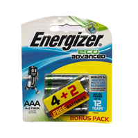 Energizer Eco Advanced Batteries AAA 4Pack 4+2 Free
