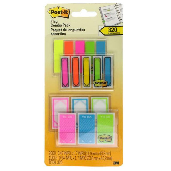 Post-It Flag Combo Pack Assorted Colors 320 Pack