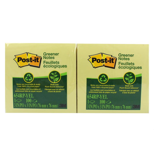 Post-It Greener Notes Refills 76mm x 76 mm 12 x 100 Pack